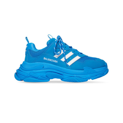 Balenciaga/巴黎世家 22年秋冬新款 ADIDAS联名TRIPLE S系列 男士蓝色/白色双层泡沫和网布运动鞋712821W2ZB24090