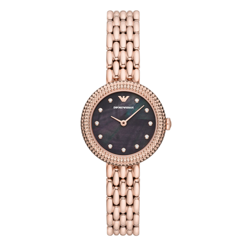 Emporio Armani/安普里奥阿玛尼 玫瑰金钢制表带欧美表时尚镶钻石英女士腕表 生日礼物送女友 AR11432