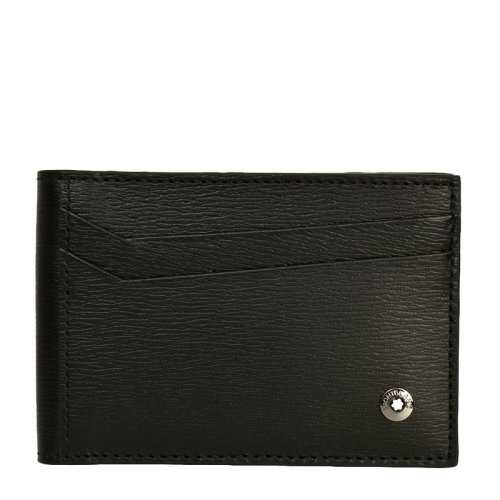 MontBlanc/万宝龙 男士黑色牛皮短款折叠卡包 116387