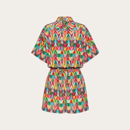  VALENTINO华伦天奴 22年秋冬 女士 连衣裙 COMBINAISON IMPRIMéE EN CREPE DE CHINE XB3VE1S2