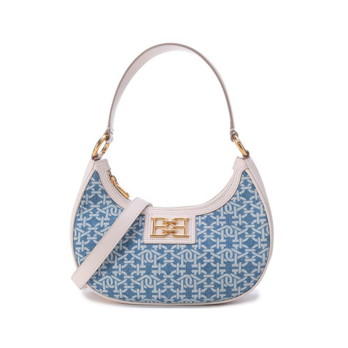 BALLY/巴利 【22春夏新款】 女士织物配皮手提单肩斜挎包腋下包迷你款 BLEYR DMN