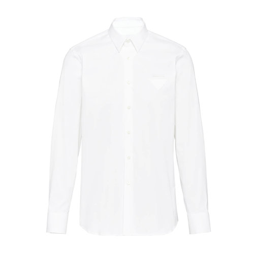 PRADA/普拉达  男士白色弹力府绸修身版型长袖衬衫UCN259_F62_F0009_S_201