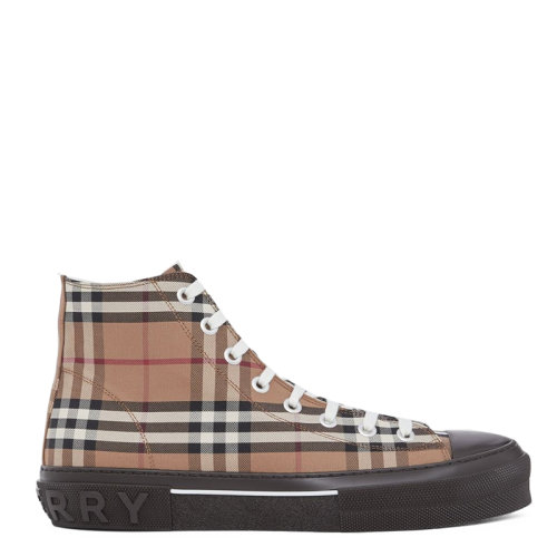 BURBERRY/博柏利 22年春夏新款 男士桦木棕色棉质Vintage格纹压花徽标高帮运动鞋80556611