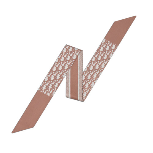 DIOR/迪奥 22年早春新款 MITZAH系列 女士玫瑰粉色纯桑蚕丝斜纹老花印花丝巾15DOB106I600_C412