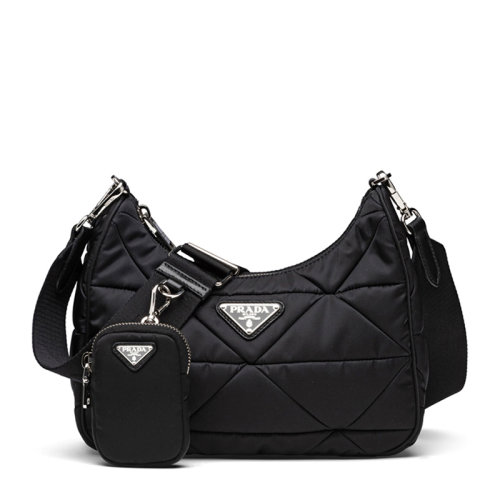 PRADA/普拉达 女士黑色徽标尼龙绗缝单肩包斜挎包女包 1BC151-RDJN-F0002-VO1O