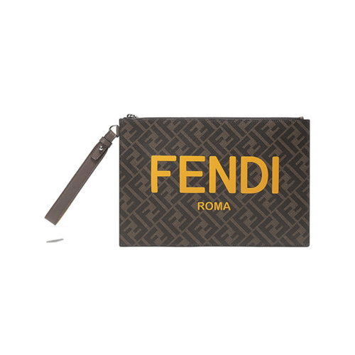 FENDI/芬迪 【22秋冬新款】 男士涂层面料手拿包LOGO老花图案 7N0126 AJJ8