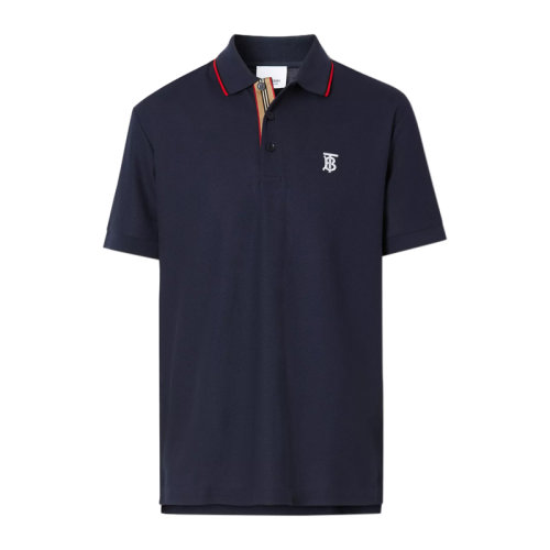 BURBERRY/博柏利 标志性条纹开襟珠地网眼布男士短POLO棉质 80170071