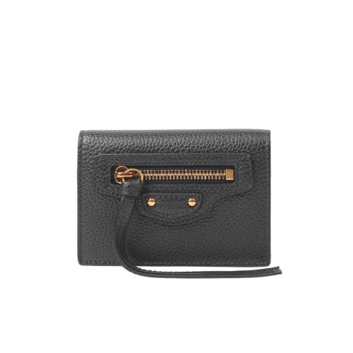 Balenciaga/巴黎世家 Neo系列 经典黑色粒面小牛皮迷你拉链钱包64010715Y0I1000