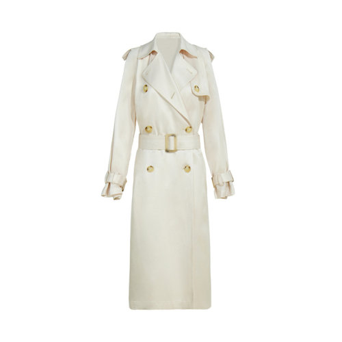 GeleiStory/GeleiStory2022秋季新款斜纹垂顺宽松光感薄款气质优雅通勤休闲长款风衣外套