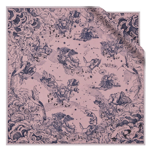 DIOR/迪奥新款 女士粉色和海军蓝色斜纹真丝双面围巾15CON070I606_C408