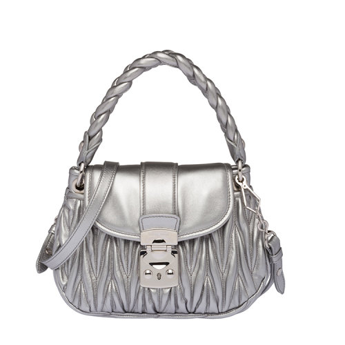 MiuMiu/缪缪 银色 女士MIU COFFER皮革手提包 5BH188_N88_F0135_V_OOO