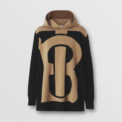  BURBERRY 22年秋冬 女士 专属标识装饰羊绒混纺连帽衫 80527341