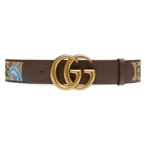  GUCCI古驰 22年秋冬 女士 饰花卉刺绣Jumbo GG帆布腰带 701239 UQLCC 2572