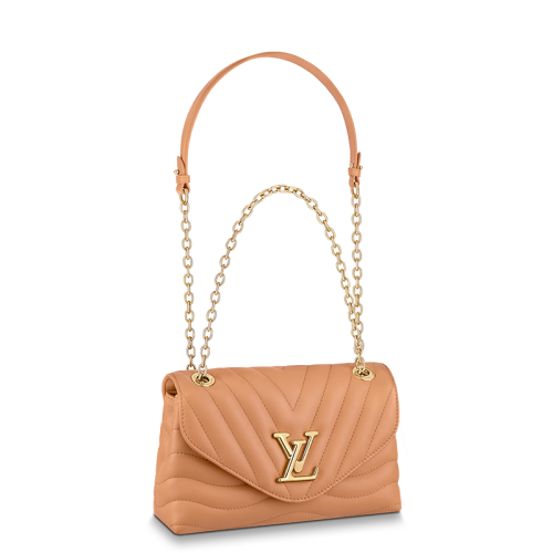 Louis Vuitton/路易威登 22春夏新款NEW WAVE系列 女士亚利桑那米色绗缝光滑牛皮革复古金扣金链单肩斜跨手提链条包M59349