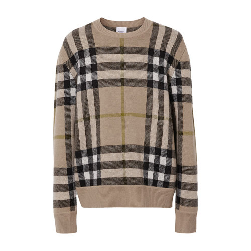 BURBERRY/博柏利 格纹羊绒提花针织衫男士针织衫/毛衣80412861
