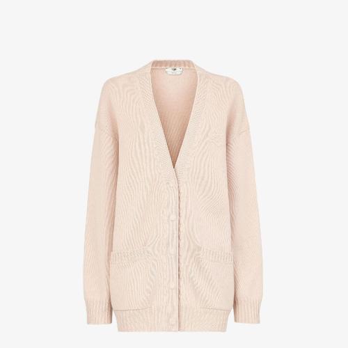  FENDI芬迪 22年秋冬 女士 针织衫 粉红色羊绒开衫 FZC894AHE6F1ENM