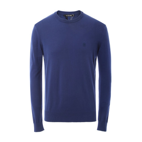 Roberto Cavalli/罗伯图 卡维里 纯棉圆领纯色男士针织衫/毛衣 上装 男装