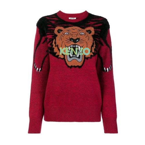 KENZO/高田贤三  凯卓女装 虎头图案 品牌字母LOGO 女士红色时尚圆领秋冬针织衫/毛衣 F862TO4373XA.21