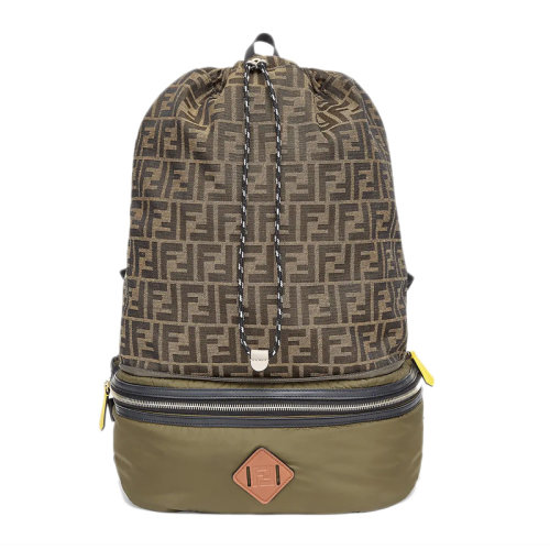 FENDI/芬迪  男士绿色拼色尼龙双FF图案双肩包 7VZ047-AD1I-F1BHW