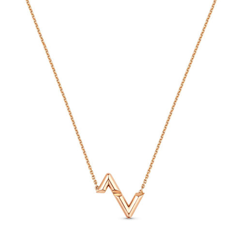 Louis Vuitton/路易威登 22春夏新款Volt系列 18K金玫瑰金徽标字母组合造型项链Q93809