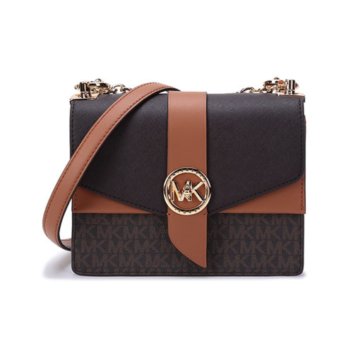 Michael Kors/迈克·科尔斯 MK女包 GREENWICH系列小号涂层帆布/配皮单肩斜挎包 32S1GGRC0B