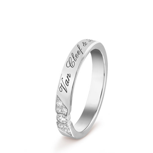 Van Cleef & Arpels/梵克雅宝 经典Alliance Toujours 系列 铂金镶嵌7颗钻石蝴蝶细节Signature戒指婚戒指环VCARP5YV00