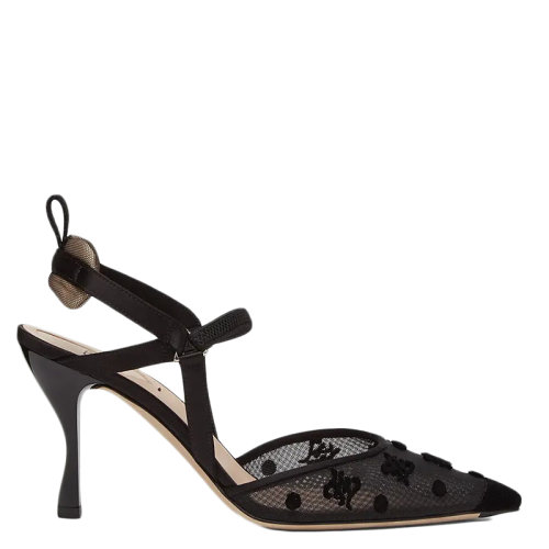 FENDI/芬迪      女士黑色网眼和FF Karligraphy高跟露跟鞋8J8242AHH5F0MQ0