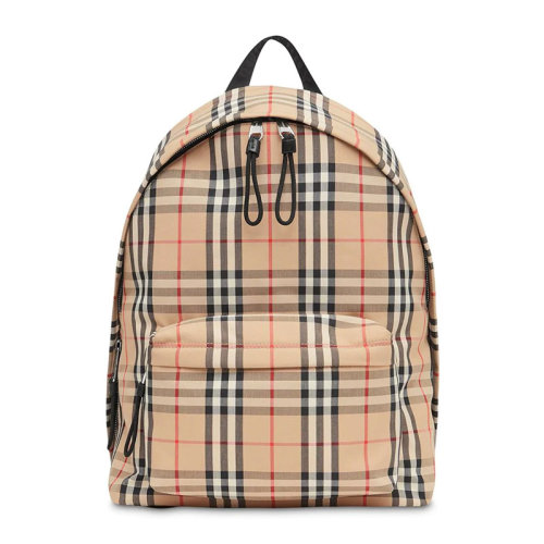  BURBERRY/博柏利 男女同款 中性卡其色经典格纹尼龙双肩包背包 8016106