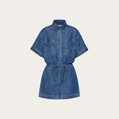 VALENTINO华伦天奴 22年秋冬 女士 连衣裙 COMBINAISON EN CHAMBRAY DENIM XB3DH00D433558