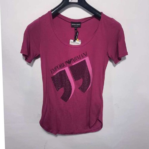 Emporio Armani/安普里奥阿玛尼 紫红色女士短袖T恤(瑕疵折扣）