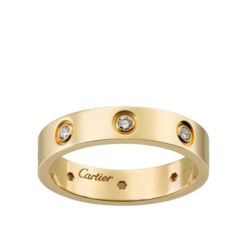 CARTIER/卡地亚 经典款LOVE 18K金黄金钻石戒指结婚对戒 镶嵌8颗钻石 B4056200