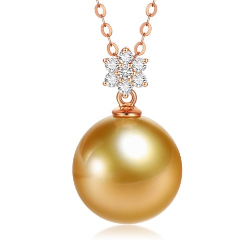 SANDYRILLA/仙蒂瑞拉 18K金钻石12-13mm南洋金珍珠吊坠