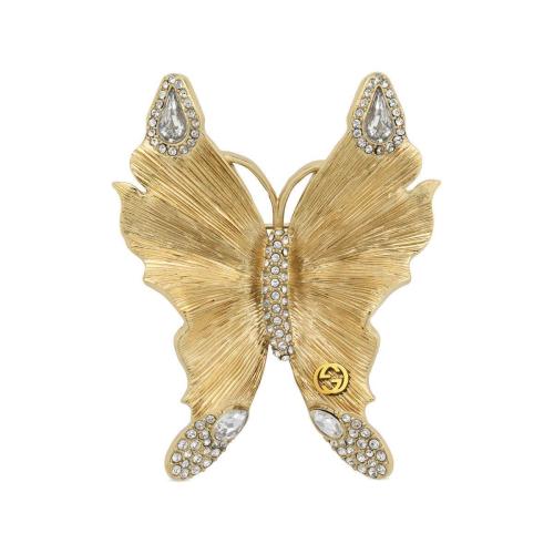 GUCCI古驰 22年秋冬 女士 水晶互扣式双G 2D蝴蝶胸针 716447 J1D50 8031