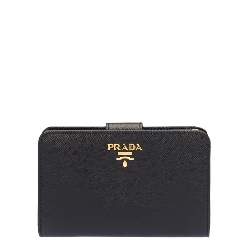 PRADA/普拉达 22春夏新款 女士黑色皮革金标按扣钱包1ML225_QWA_F0002