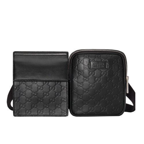 GUCCI/古驰 男包 经典双G 男士黑色牛皮腰包 495450DMTBN1000