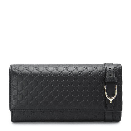 GUCCI 古驰 女士黑色金属扣logo长款钱夹 309760 BMJ1G 1000