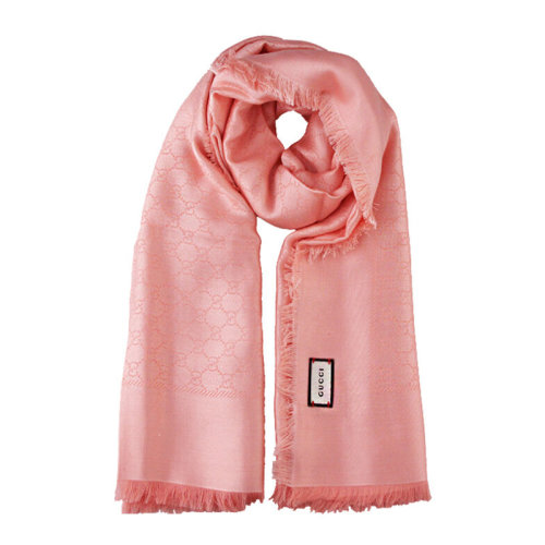 GUCCI/古驰 女士粉红色双G羊毛提花围巾围脖 406236-3G632-6800