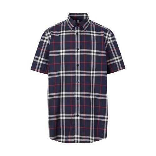  BURBERRY 22年秋冬 男士 短袖格纹棉府绸衬衫 80208721 预定商品1-3周发货