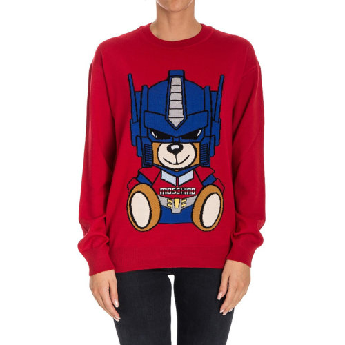 MOSCHINO/莫斯奇诺 女装 服装 羊毛机器人图案长袖宽松 女士针织衫/毛衣 V09185501