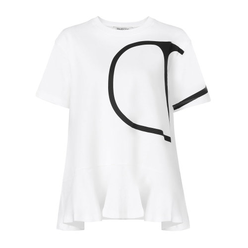 Valentino/华伦天奴 白色/黑色 女士VLOGO短袖T恤 TB3MG03T586A01 2020早春