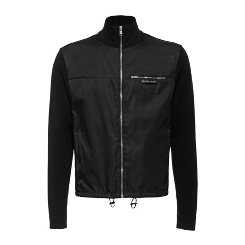 PRADA/普拉达 男装 服装 黑色logo标识高领外套 男士夹克