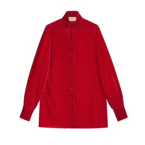  GUCCI古驰 22年秋冬 女士 GG天鹅绒衬衫 664669 ZAHGE 6487