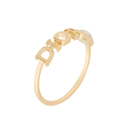DIOR/迪奥 DIO(R)EVOLUTION系列 女士简约金色金属水晶镶嵌戒指指环R0798DVOMT_D300