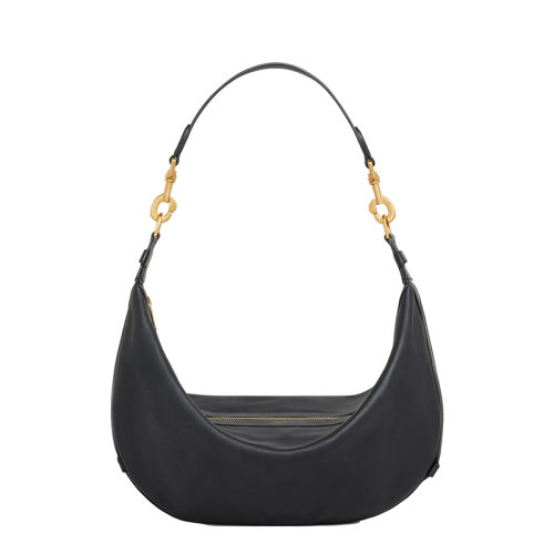 CELINE/赛琳 LEANDRE系列 女士中号黑色小牛皮金色饰面手提单肩腋下包197263DV7.38NO