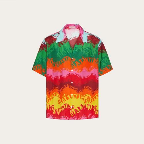  VALENTINO华伦天奴 22年秋冬 男士 短袖衬衫 CHEMISE EN SOIE ET COTON a IMPRIMé VALENTINO