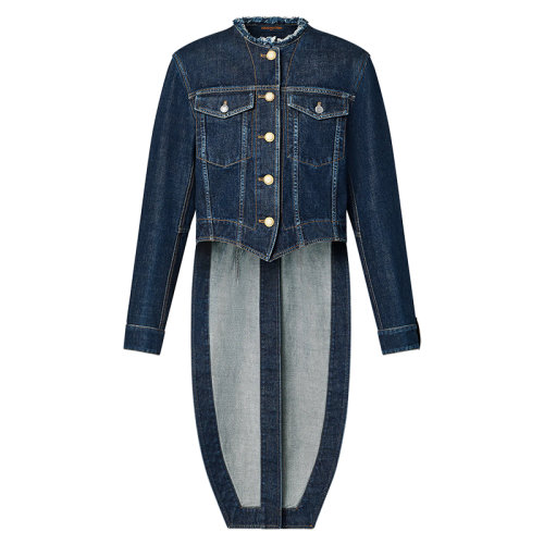 Louis Vuitton/路易威登 22年春夏新款 女士蓝色纯棉燕尾牛仔夹克外套1A9WGZ