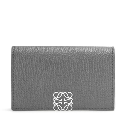 LOEWE/罗意威 22新款 女士沥青灰粒面小牛皮银扣翻盖按扣开合零钱包卡片包C821M97X02-1640