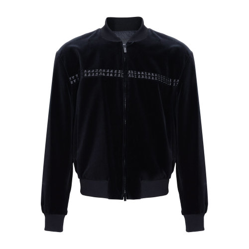 Emporio Armani 男士 黑色 休闲丝绒飞行夹克  91R440-91413-999
