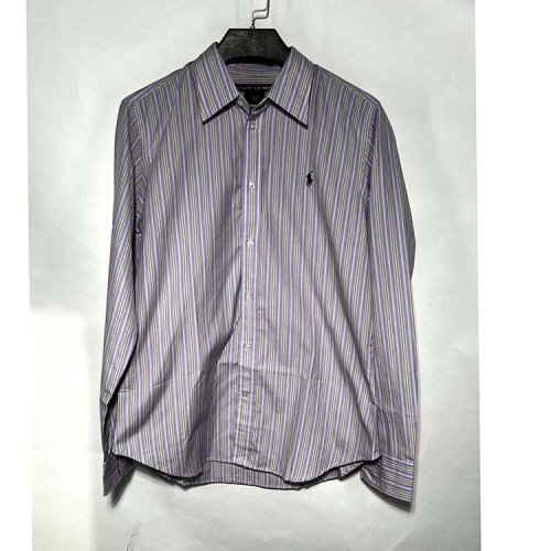 RALPH LAUREN/拉夫劳伦淡紫绿黄拼色条纹男士长袖衬衫