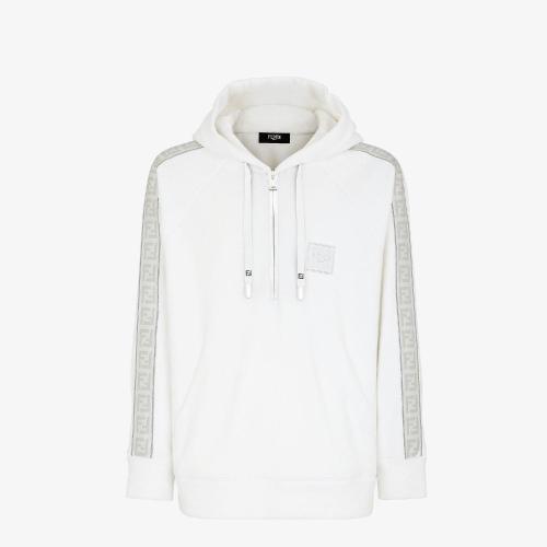  FENDI芬迪 22年春夏 男士 卫衣 白色抓绒运动衫 FAF647AI59F0W42